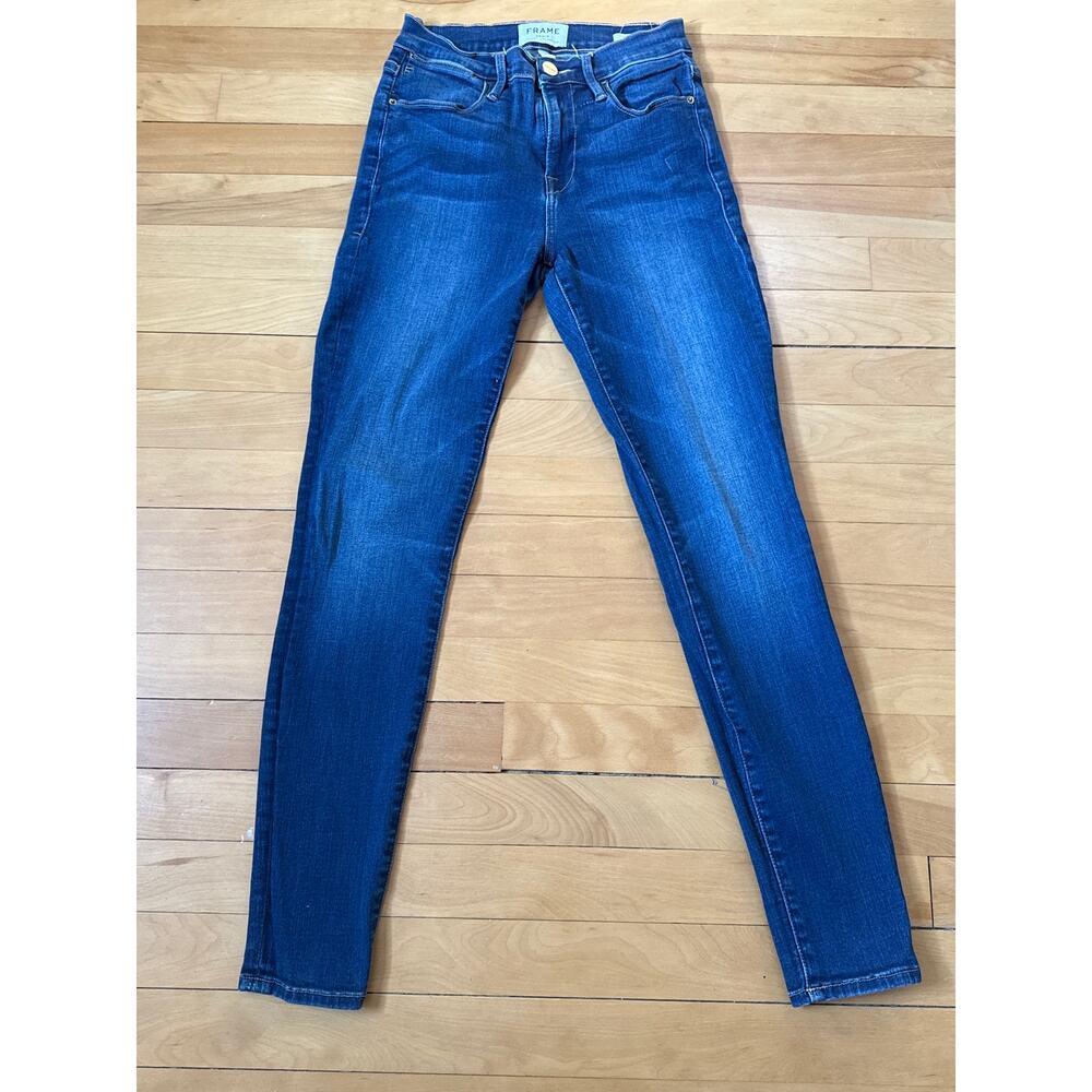 Frame Le High Skinny Jeans Size 26 Columbia Road Dark Wash Stretch Premium EUC